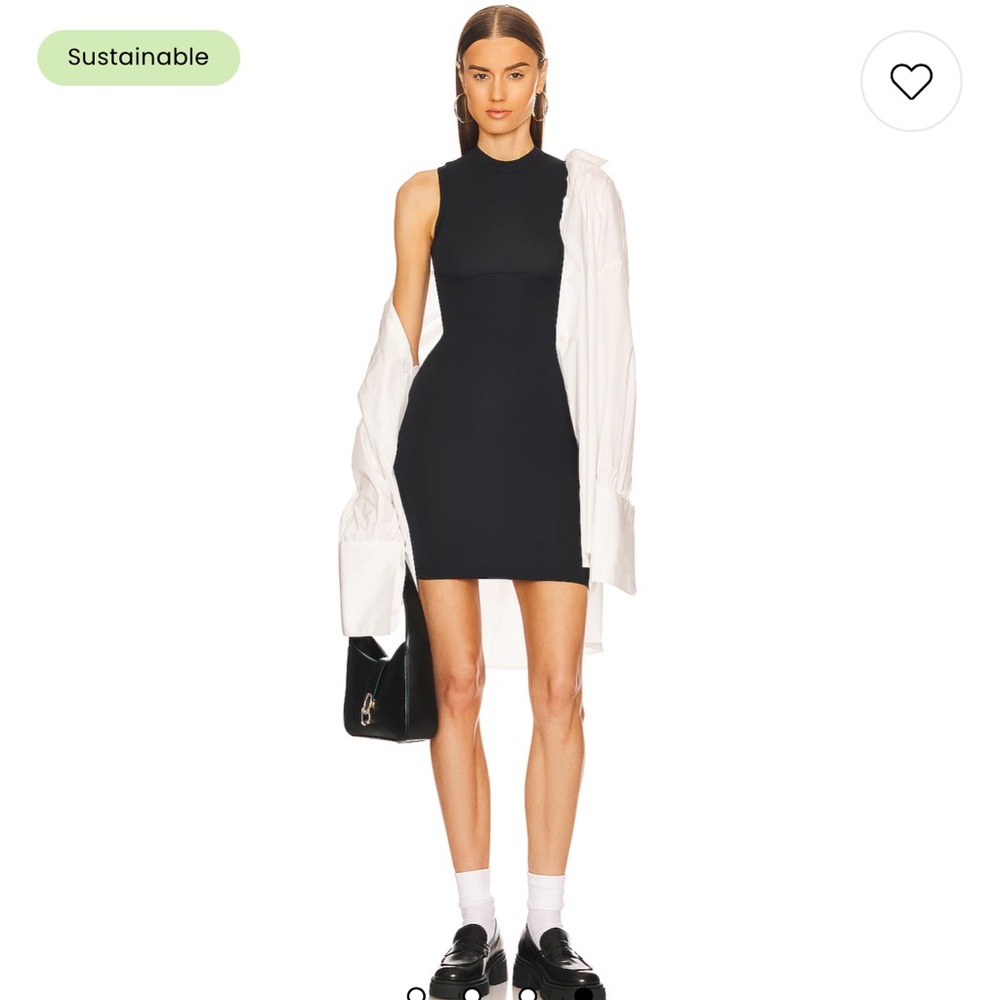 Helsa Jersey Mock Neck Mini Dress in Black Ink